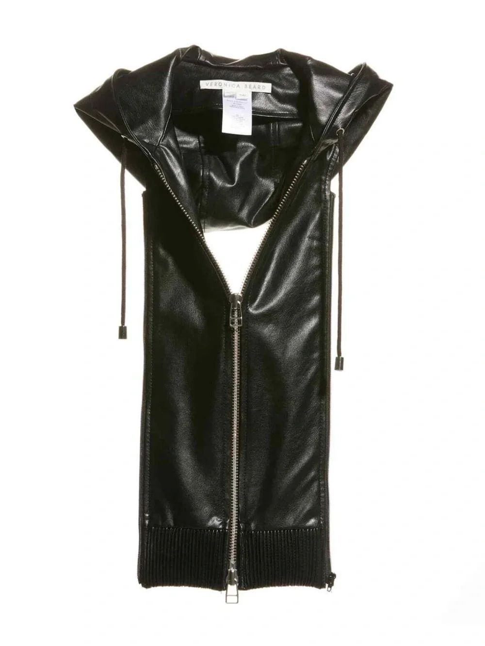 New Veronica Beard Vegan Leather Black Hoodie Dickey